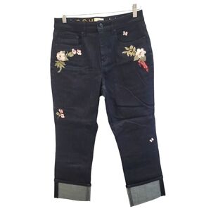 Kate Spade NWT Broome Street Embroidered Cuff Jeans Size 28 Indigo (429)